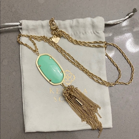 Kendra Scott mint and gold Rayne necklace - Picture 1 of 2